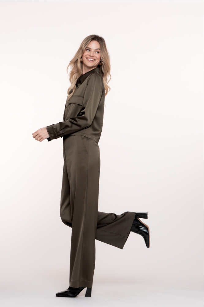 SATIN LOOK PANTALON 51612 21 Moss Green